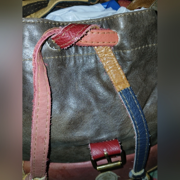 Vintage Patchwork Leather Large Backpack - Waterspots - Picture 8 of 9